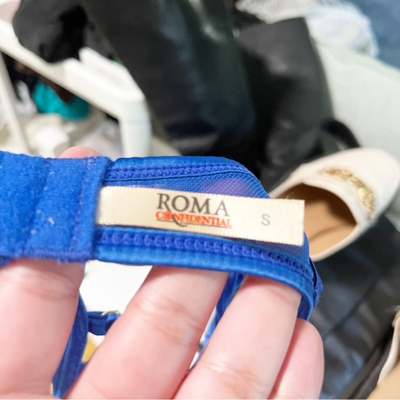 Roma Confidential Blue Sheer Lace Floral Bra Small - Picture 4 of 5